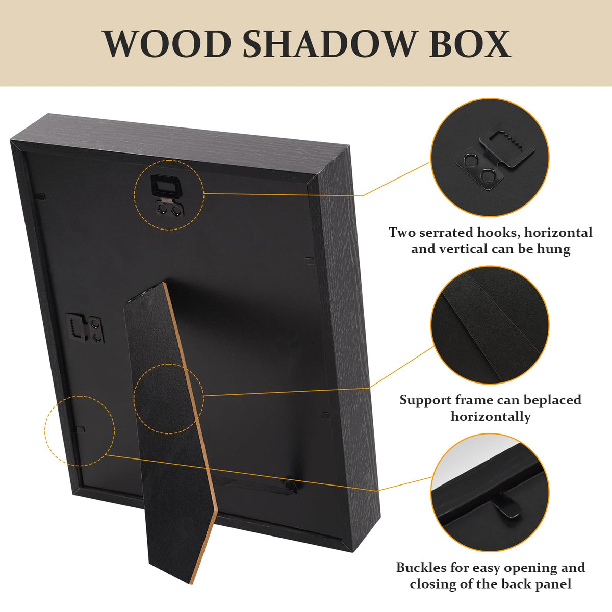 Shadow Box Frame 8x10 - 3 Pack Wood Deep Shadowbox with Glass