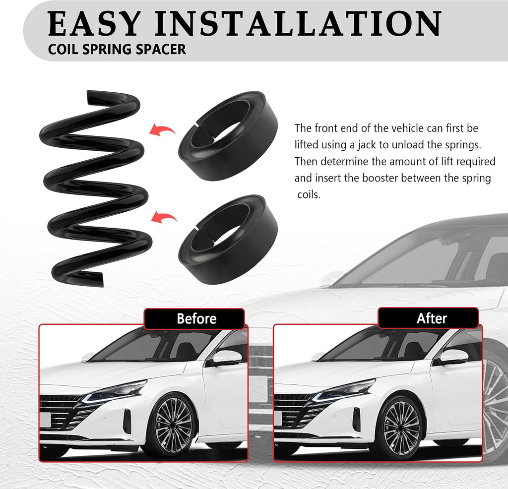 2PCS Coil Spring Spacer for 5-5.5 Inch Car Enhance Spring Rate,Heavy-Duty Coil Spring Booster of Vibration Damping Thick Rubber Washers,Universal Coil Spring Spacers for Car Accessories