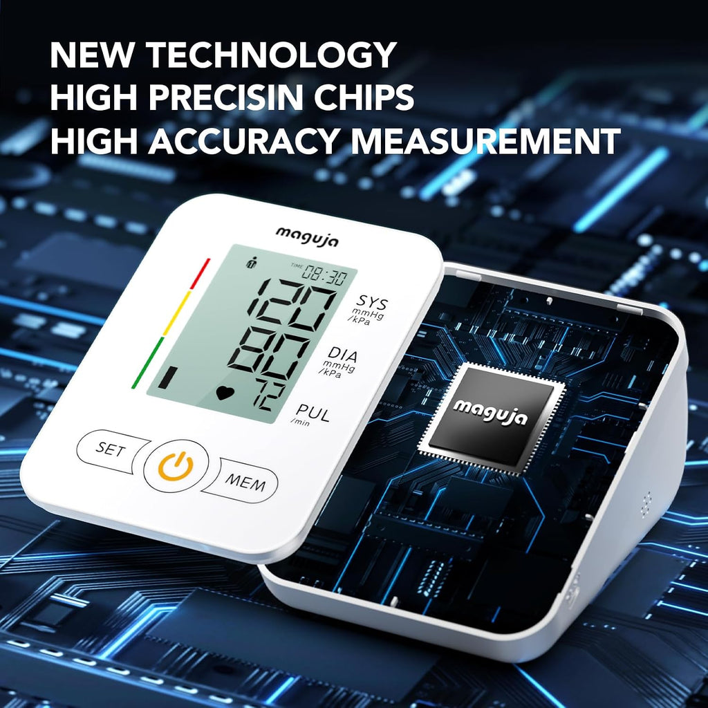 Upper Arm Blood Pressure Monitor Auto Digital for Home Use (White) | Blood Pressure Machine,One-Button Design BP