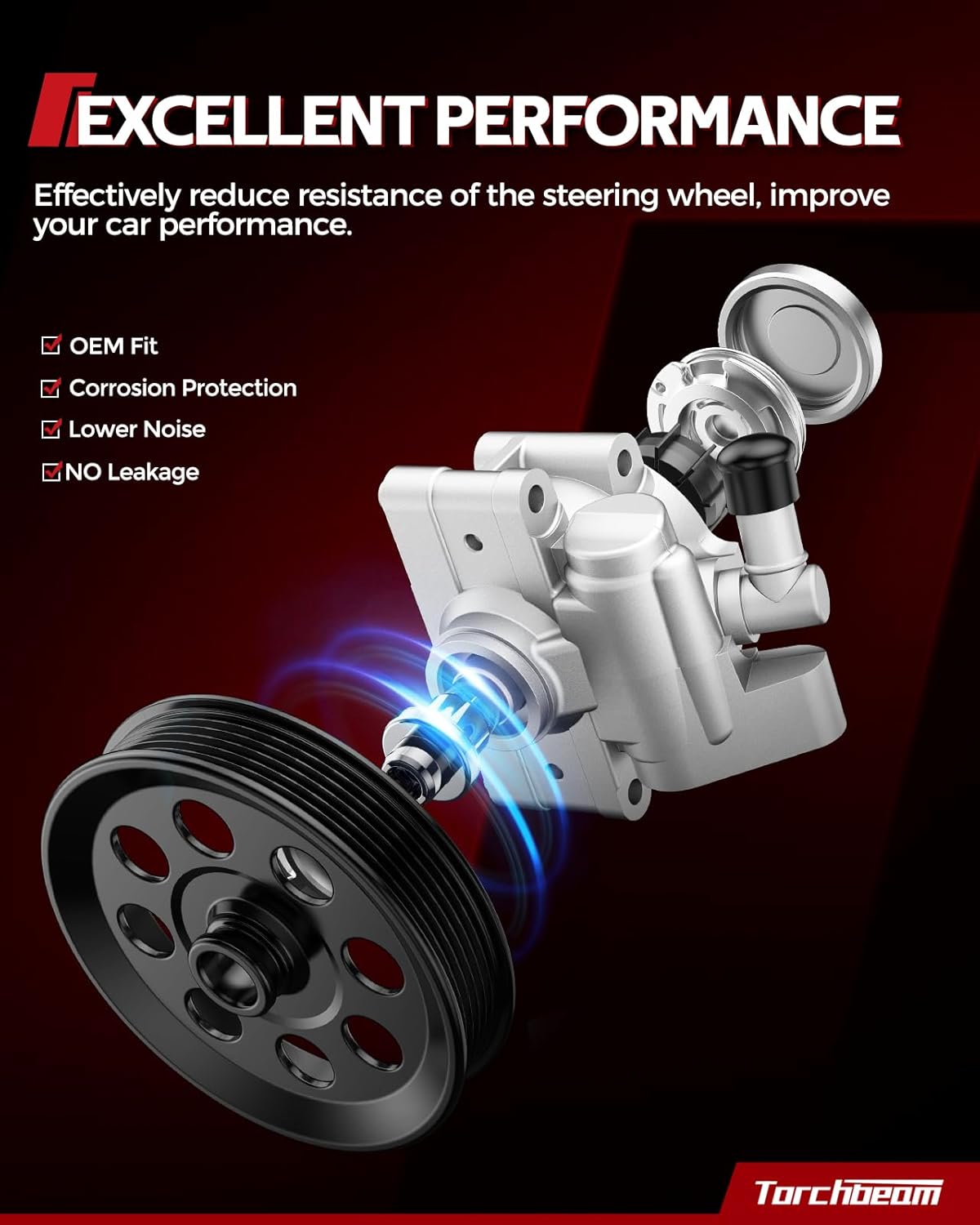 Torchbeam 20374 Power Steering Pump with Pulley for 08-11 Crown Victoria