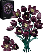 Dark Purple Tulip Flowers Building Set Botanical Bouquet for Her