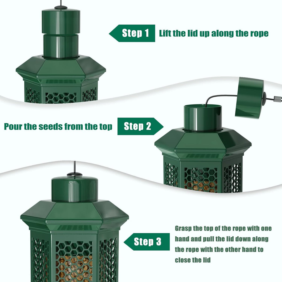 Squirrel Proof Bird Feeders, Bird Feeder for Outdoors with Removable Base, 6 Ports Perches Gravity Protection