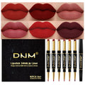6Pcs Red Lip Liner and Lipstick Lip Stain Crayon Gift Set for Women Dark Deep Red Nude Long Lasting 24 Hour Matte
