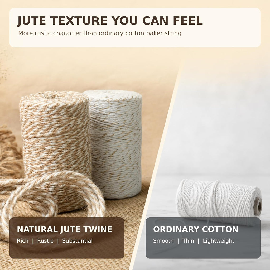 Colored Jute Twine String, 3 Rolls 984 Feet 2.5mm Craft Rope Set