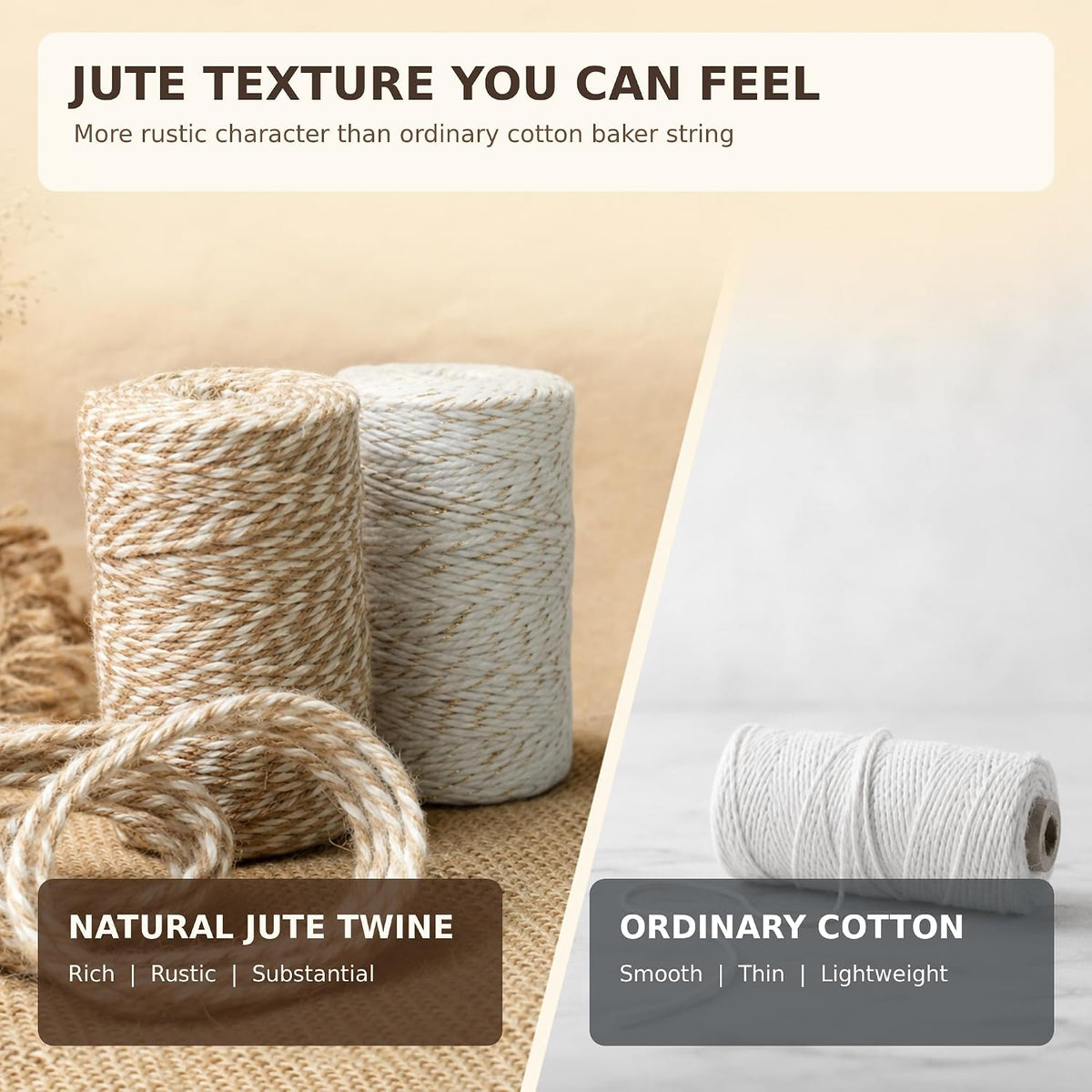 Colored Jute Twine String, 3 Rolls 984 Feet 2.5mm Craft Rope Set