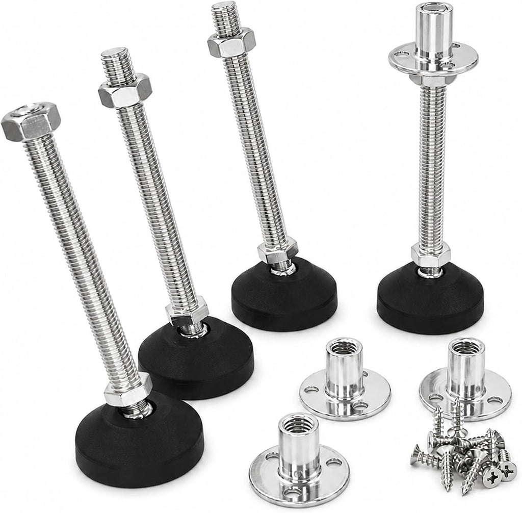 M12 Adjustable Leveling Feet, 4 Pack, 20° Swivel Base with T-Nuts