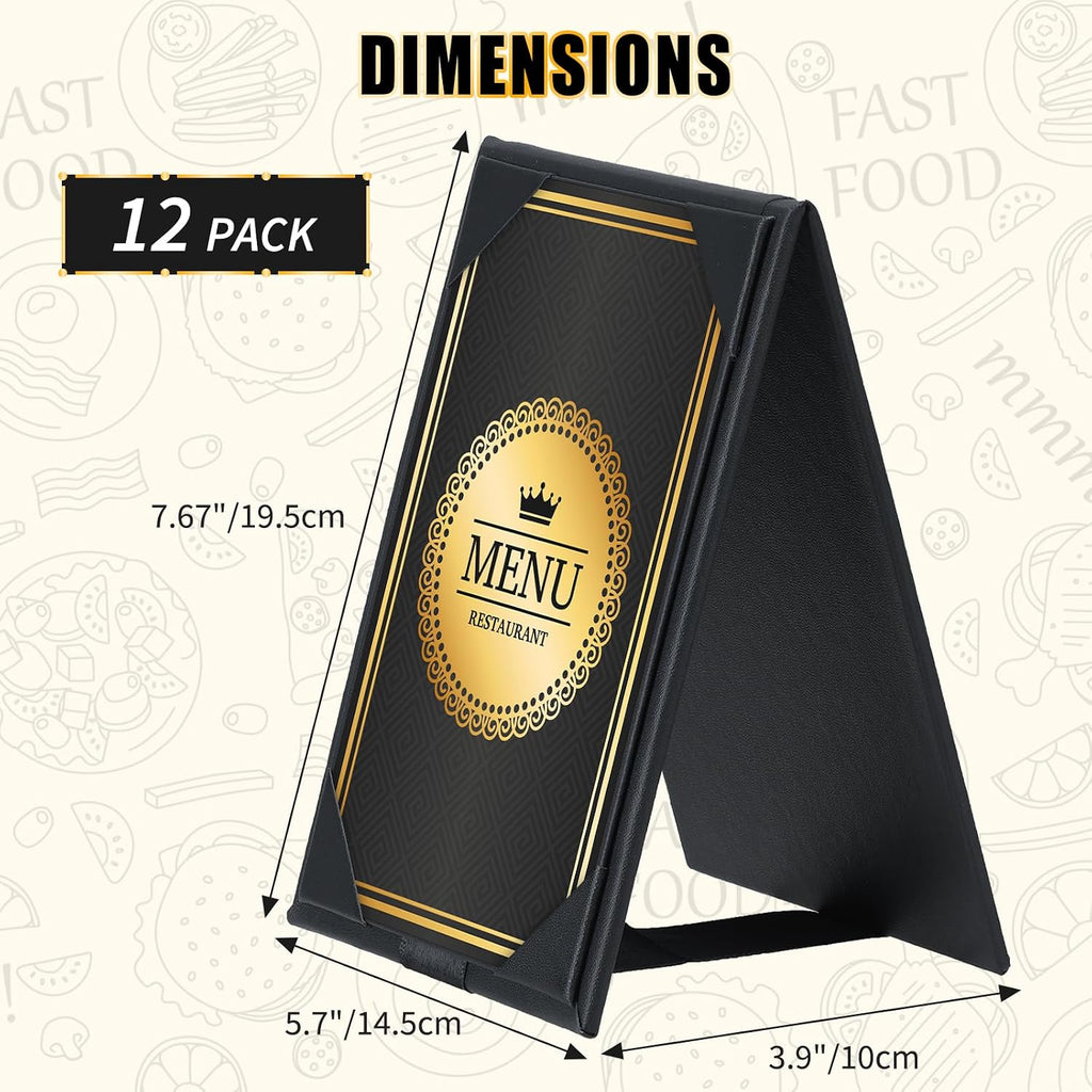 PU Leatherette Table Tents, 12Pcs Double-Sided Menu Holders 5 x 7"