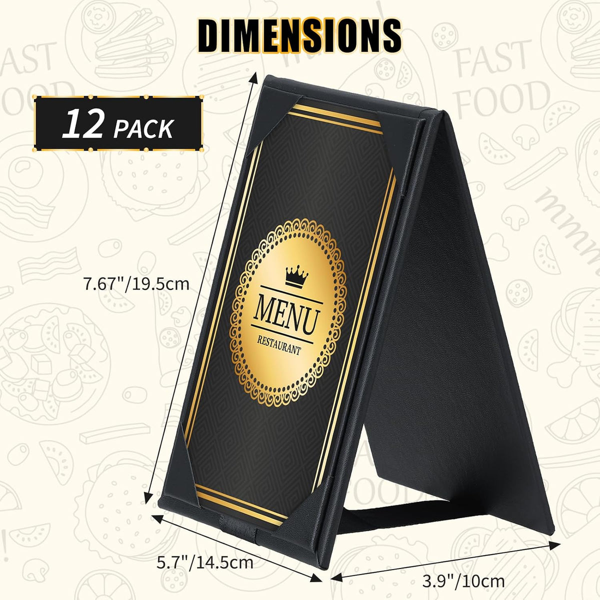 PU Leatherette Table Tents, 12Pcs Double-Sided Menu Holders 5 x 7"