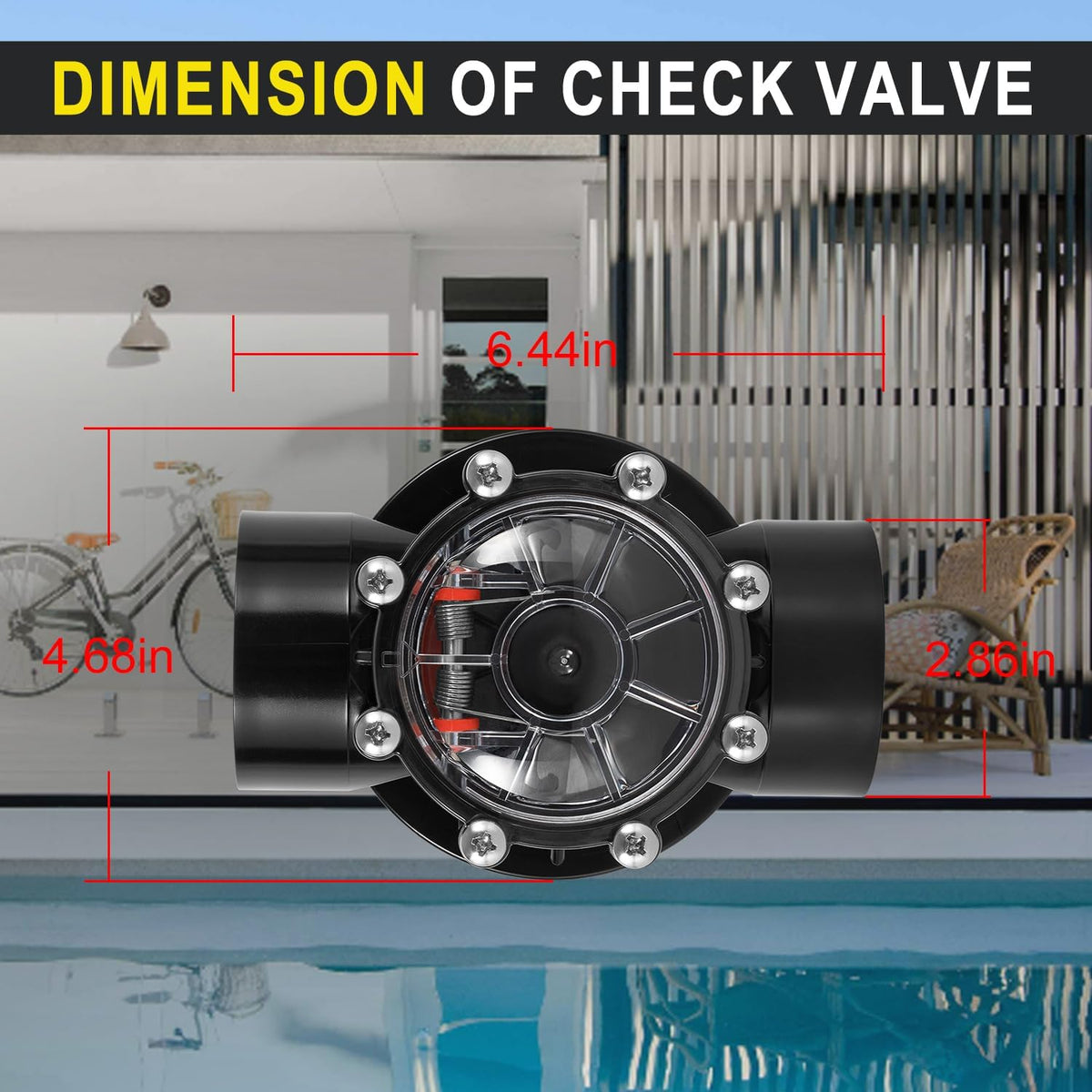 7305 Check Valve Replacement, 2 Inch or 2.5 Inch PVC One-Way Valve for Pool and Spa Plumbing Systems, Clear Cover Backflow Preventer for Inground & Above Ground Use
