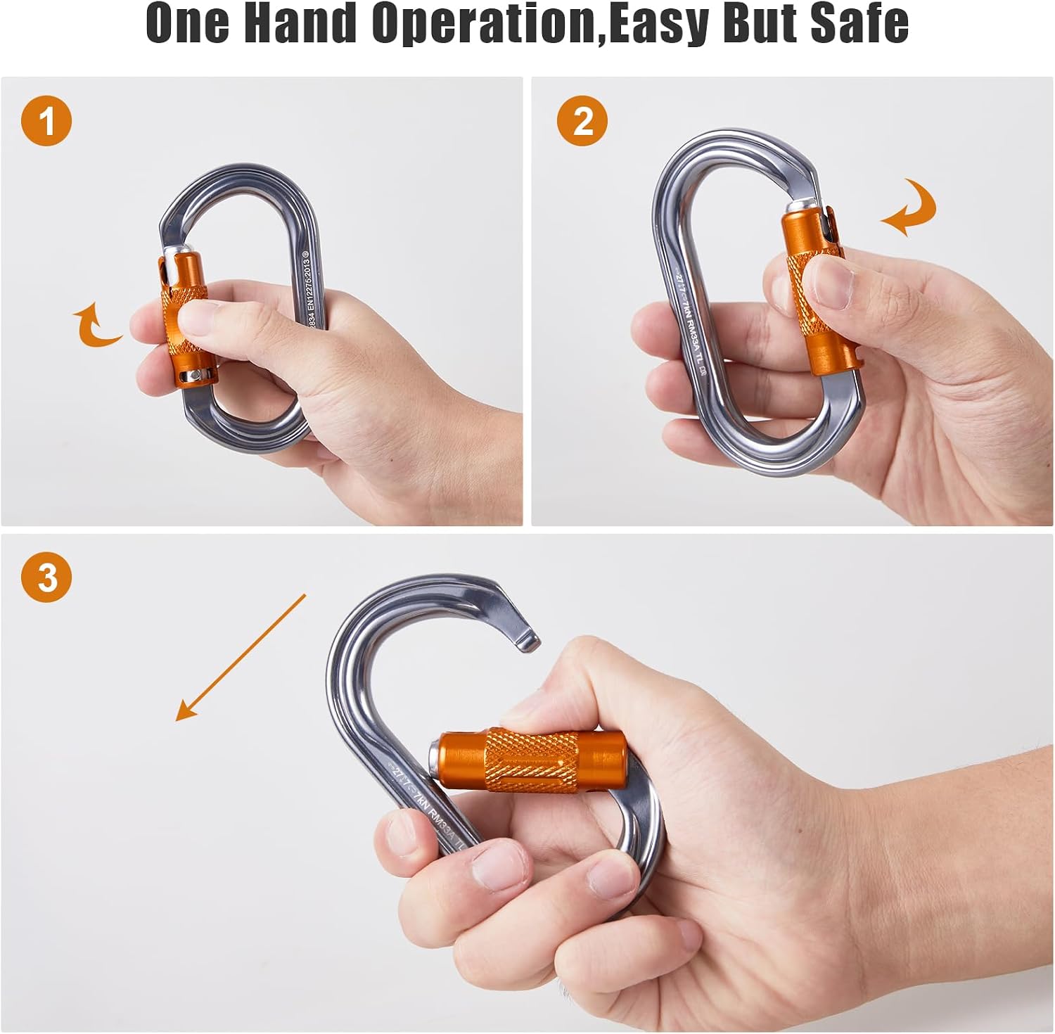 Heavy Duty Carabiner Clips -Auto Locking Climbing Carabiner, Industrial Strength Climbing Hooks for Keychains