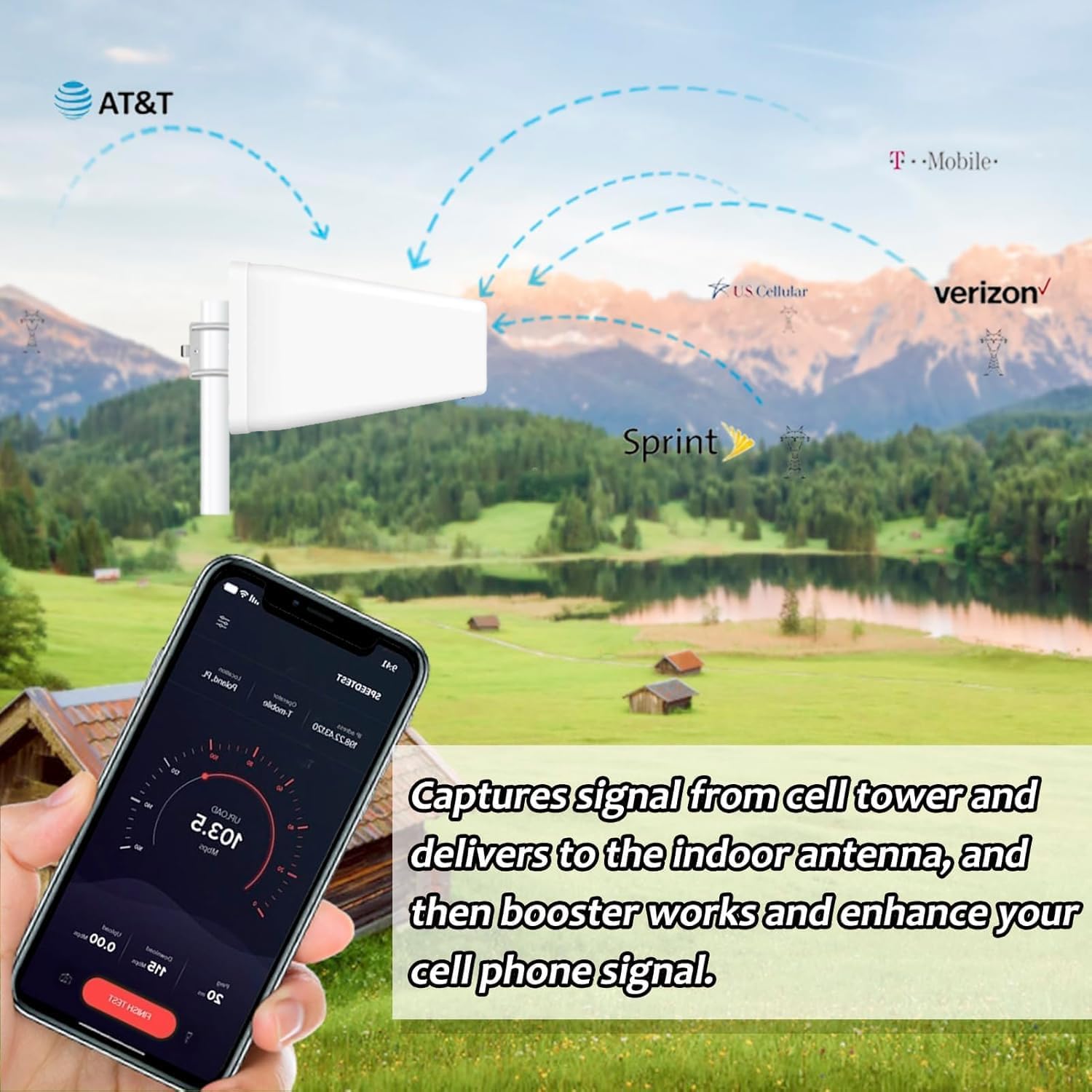 Cell Phone Booster for Home & Muti-Room, Up to 7000Sq. Ft,Cell Booster for Rural Area with 2 Indoor Antennas,Boosts