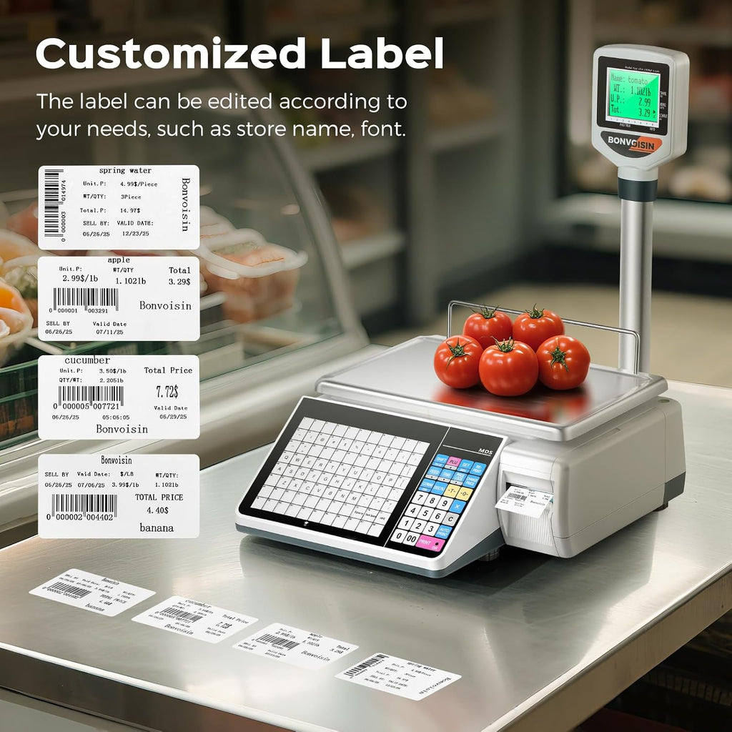 Label Printing Scale Price Computing Scale 33lbs Barcode Printing Scale Deli Scale for Shop