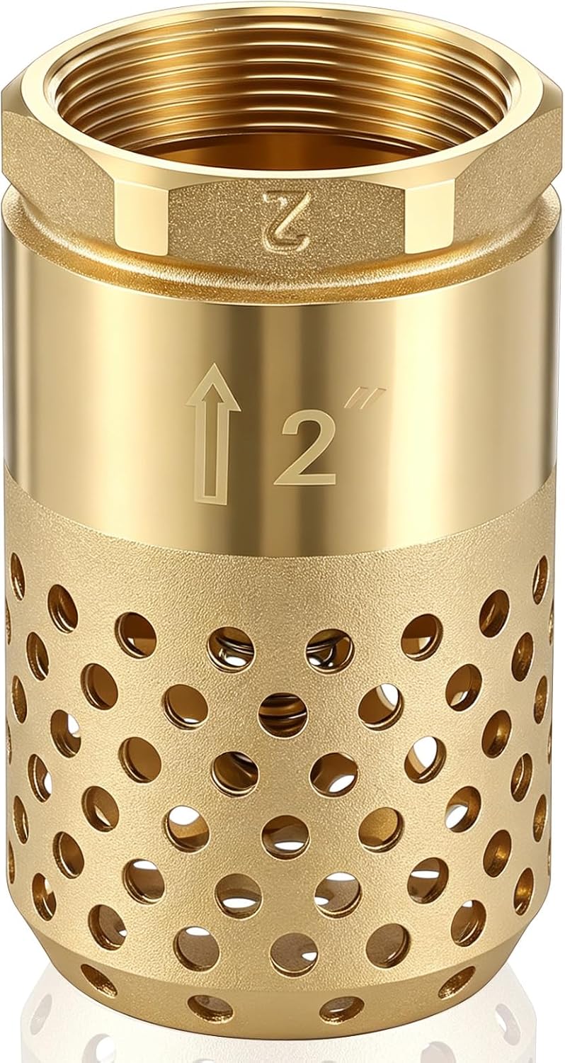 Hicarer 2 Inch NPT Brass Foot Valve with Mesh Strainer One Way Check Valve