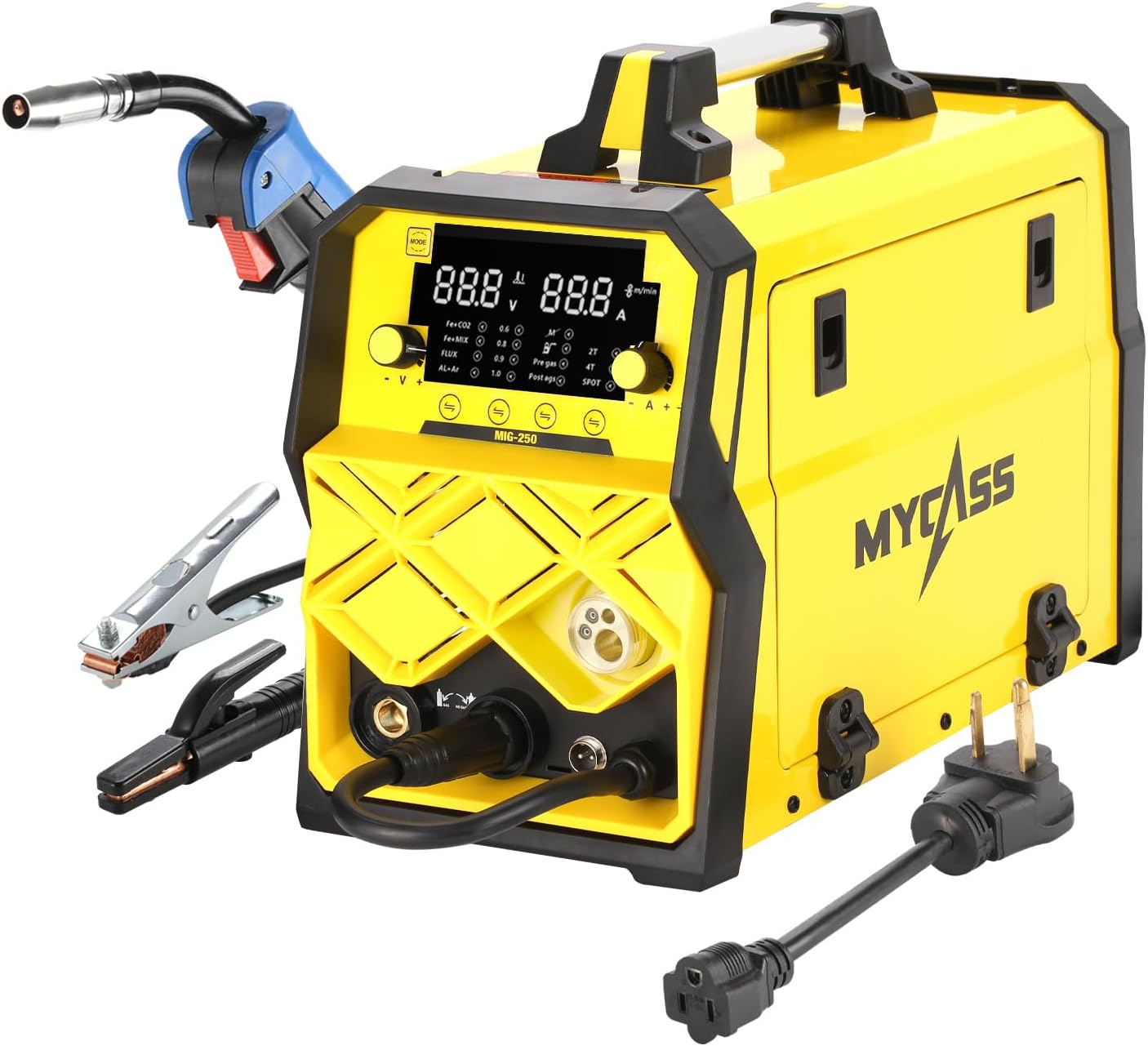 250A MIG Welder,5 in 1 Gas MIG/Gasless Flux Core/Stick/Lift TIG/Spot Welding/Spool Gun Compatible Aluminum Welding