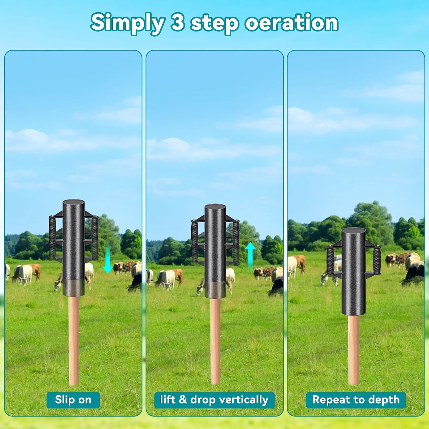 Fence Post Driver Non-Slip Handles Post Pounder for T Posts