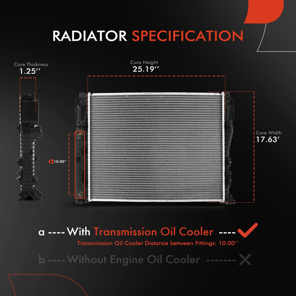 A-Premium Engine Coolant Radiator Assembly with Transmission Oil Cooler