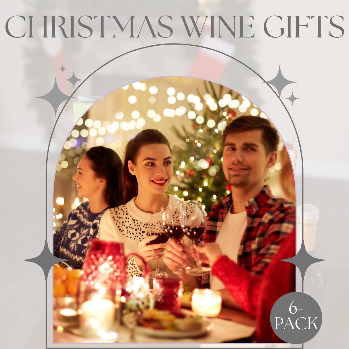 6-Pack Christmas Wine Bottle Gift Bags Heavy-Duty