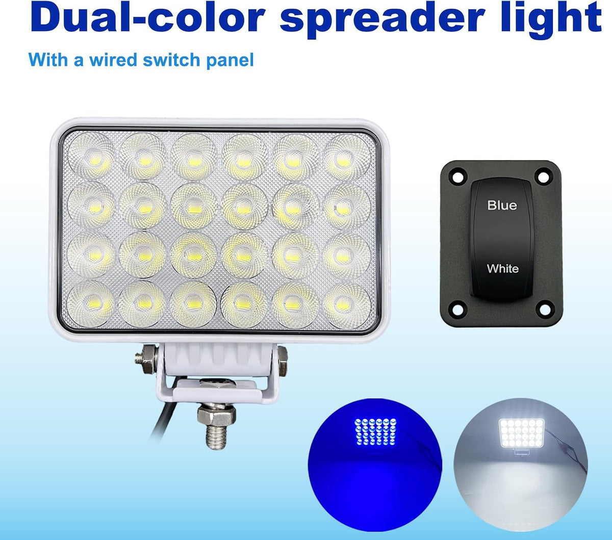 Dual Color LED Boat Spreader Light with Switch, 72W Marine Lights