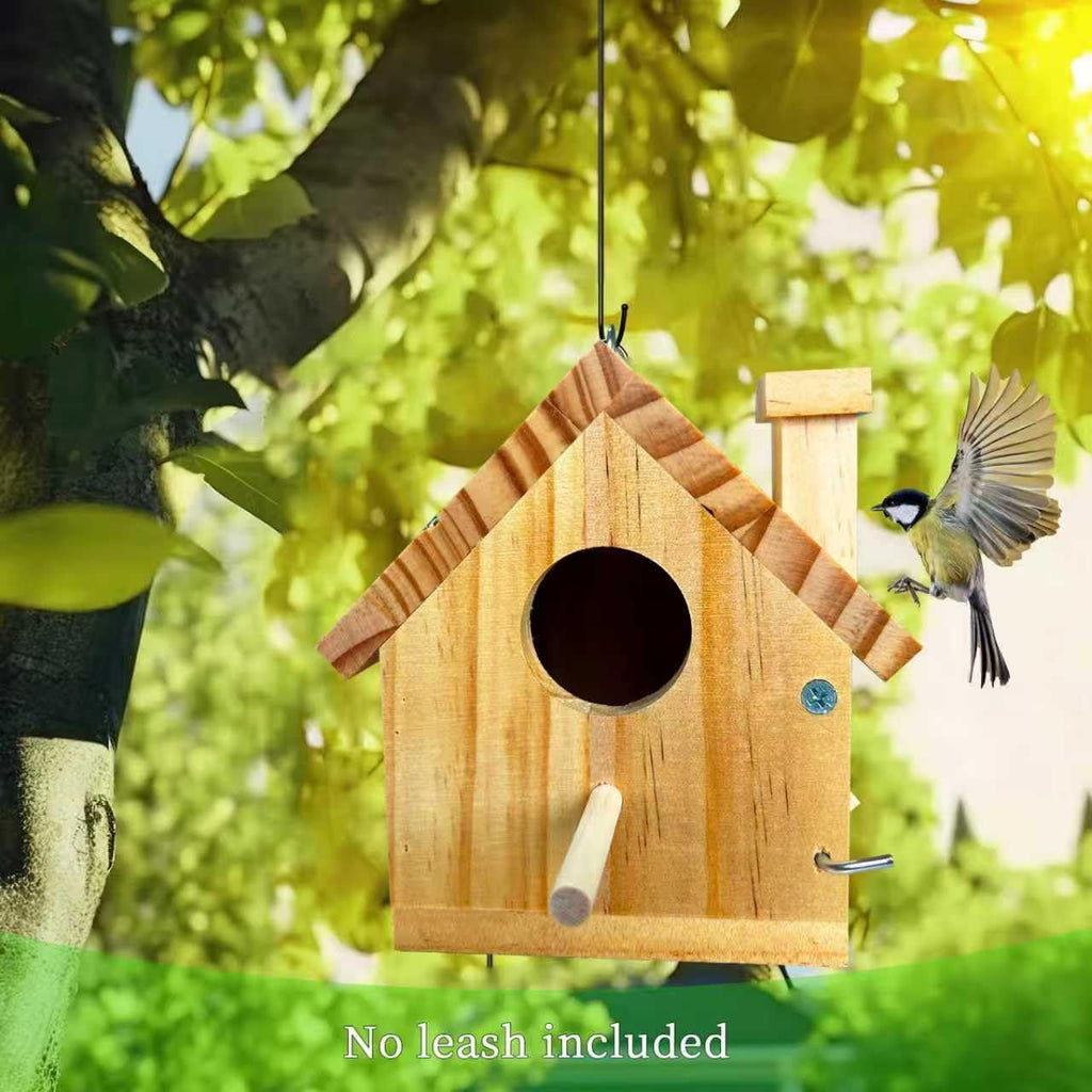 Bird Houses for Outside Clearance, Bird House Natural Wood Birdhouse with Pole, Hanging Blue Bird Houses for Outdoors