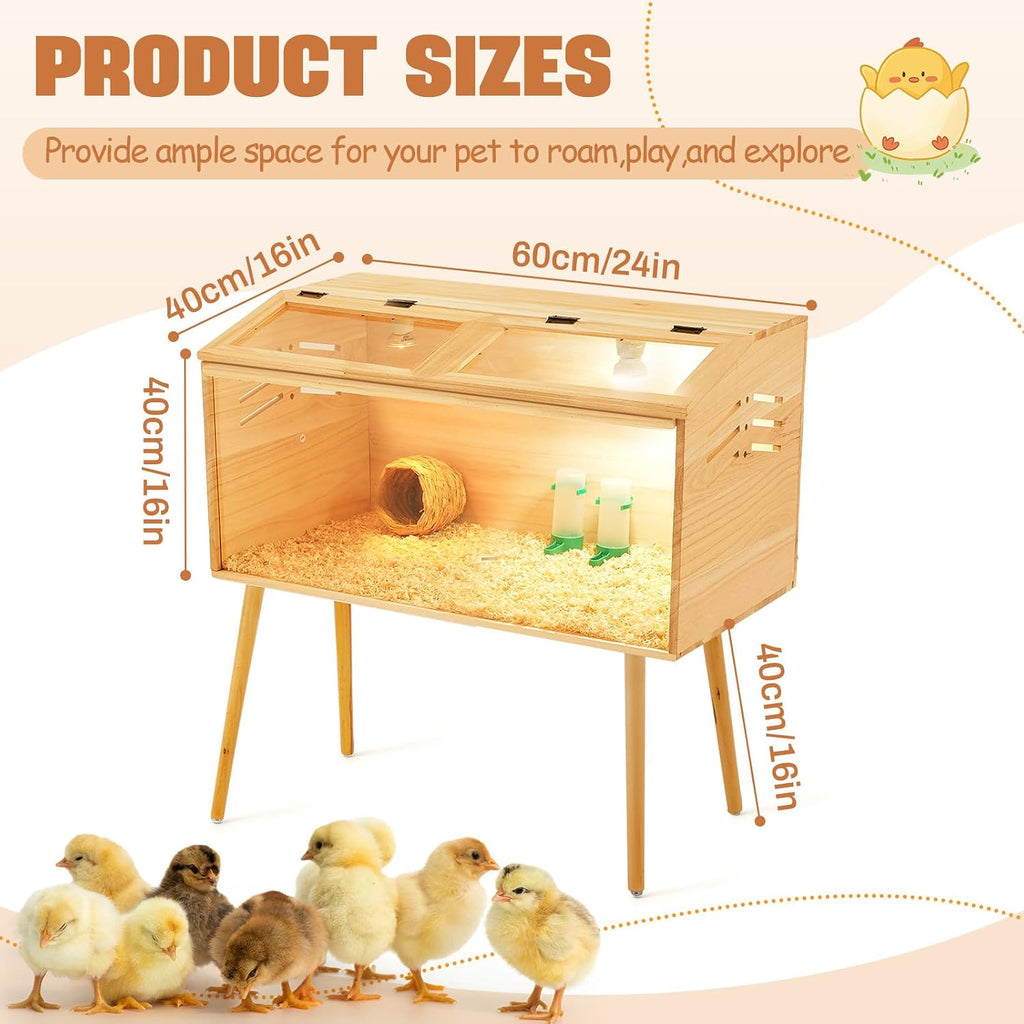 Chicken Brooder Box, Wooden Table Legs, 24 x 16 x 16 in
