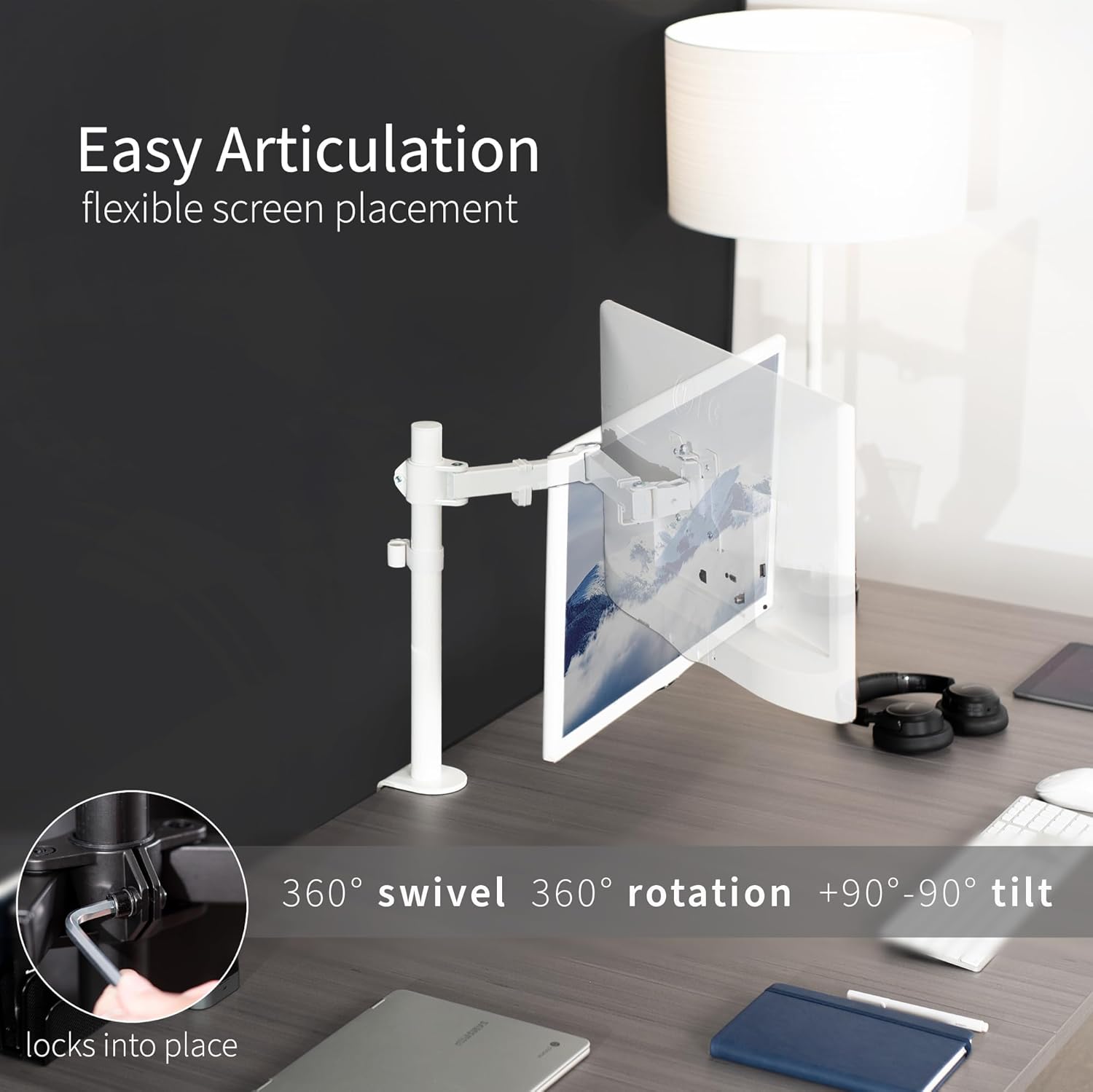 Single Monitor Arm Desk Mount, Holds Screens up to 32 inch Regular and 38 inch Ultrawide, Fully Adjustable Stand with