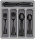 60-Piece Black Silverware Set with Organizer, AIVIKI Stainless Steel Flatware for 12, Cutlery Utensil Set for Home