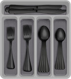 60-Piece Black Silverware Set with Organizer, AIVIKI Stainless Steel Flatware for 12, Cutlery Utensil Set for Home