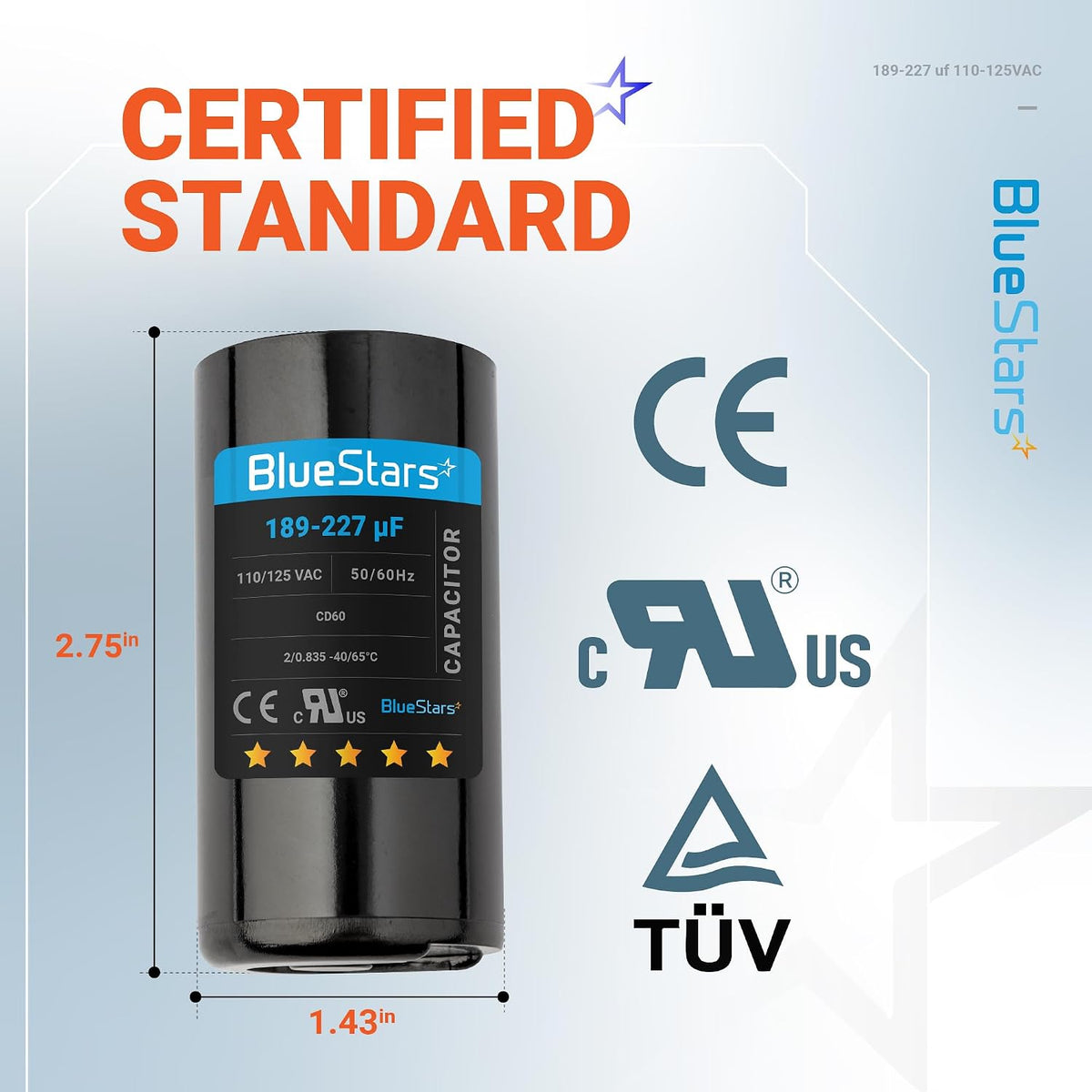 [Upgraded] BlueStars 189-227 MFD uF 125VAC Capacitor