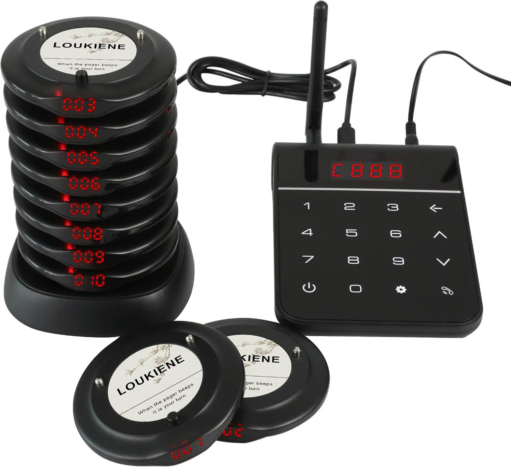 Restaurant Pager System, 10 Coaster Pagers, Food Ready Buzzers