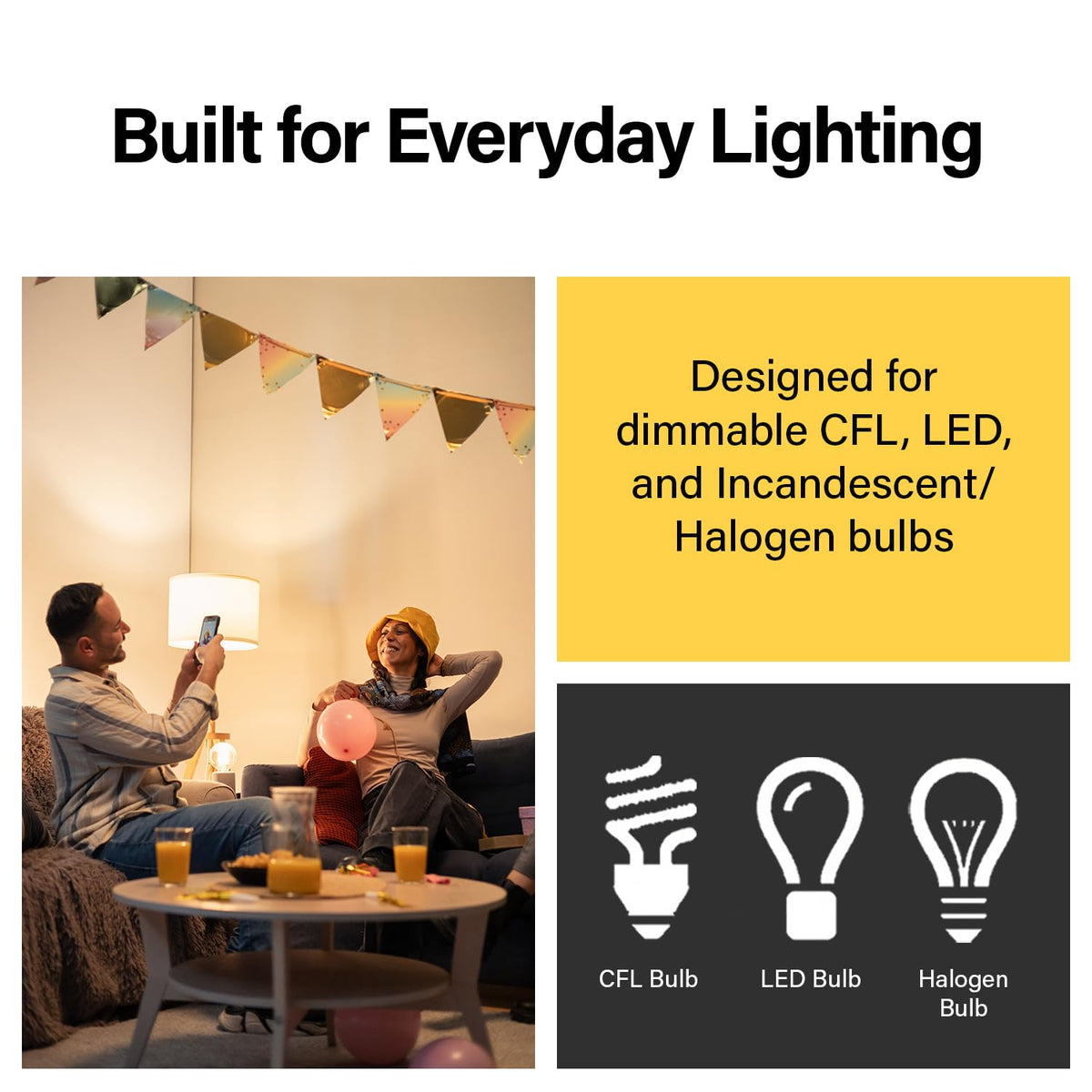 Legrand 450W Wide Slide LED Dimmer Light Switch Single-Pole Tri-Color 1Pack