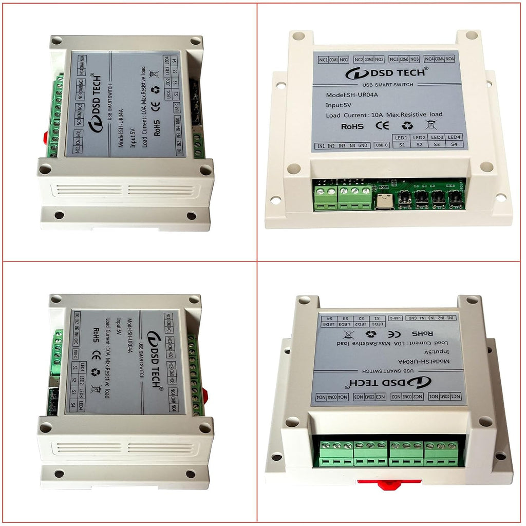 DSD TECH SH-UR04A 4-Channel USB Powered Relay Module for PC & Mac(4CH)