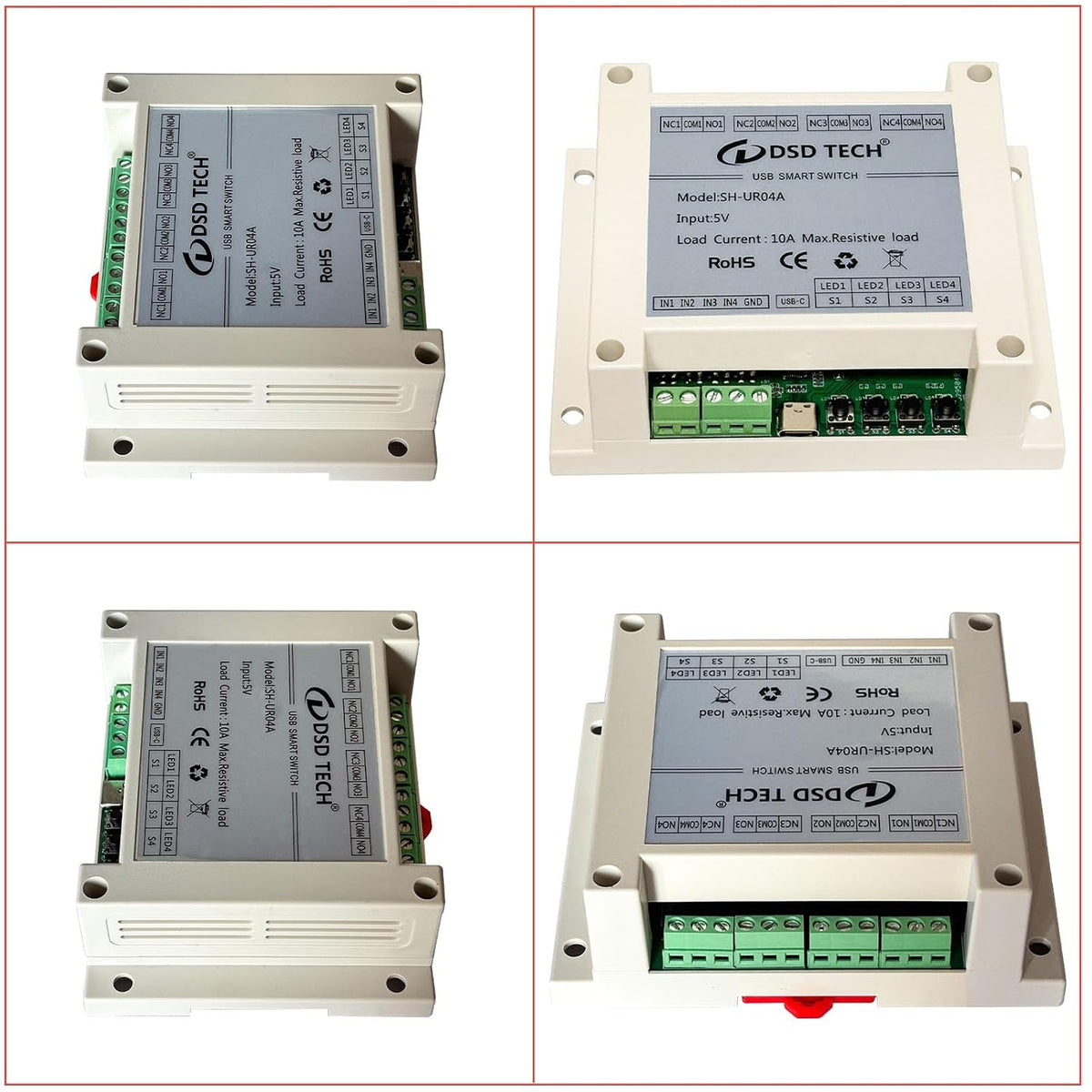 DSD TECH SH-UR04A 4-Channel USB Powered Relay Module for PC & Mac(4CH)