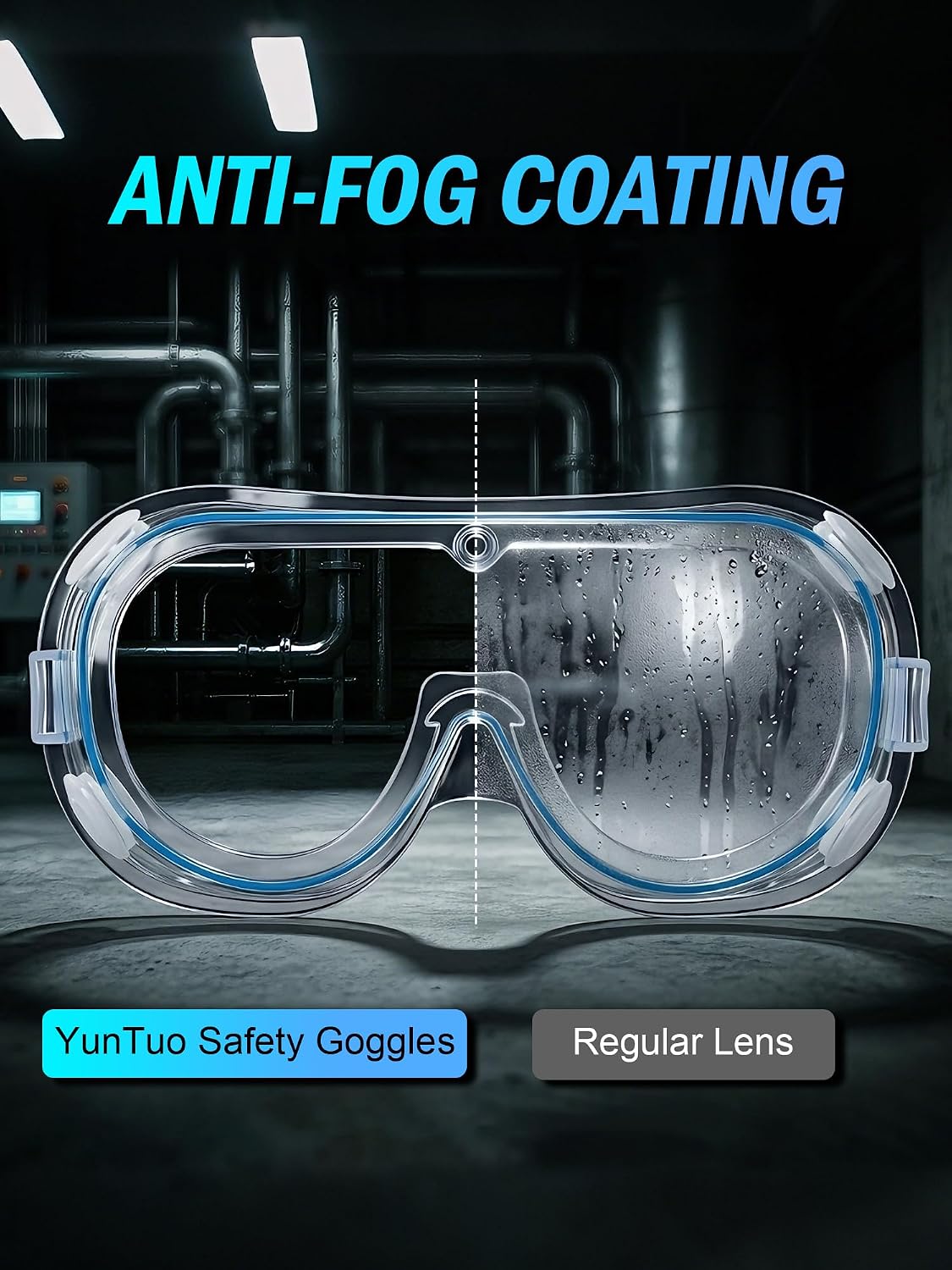 Safety Goggles Over Glasses, Anti Fog Protective Eyewear for Lab | Roomy frame fits most prescription glasses
