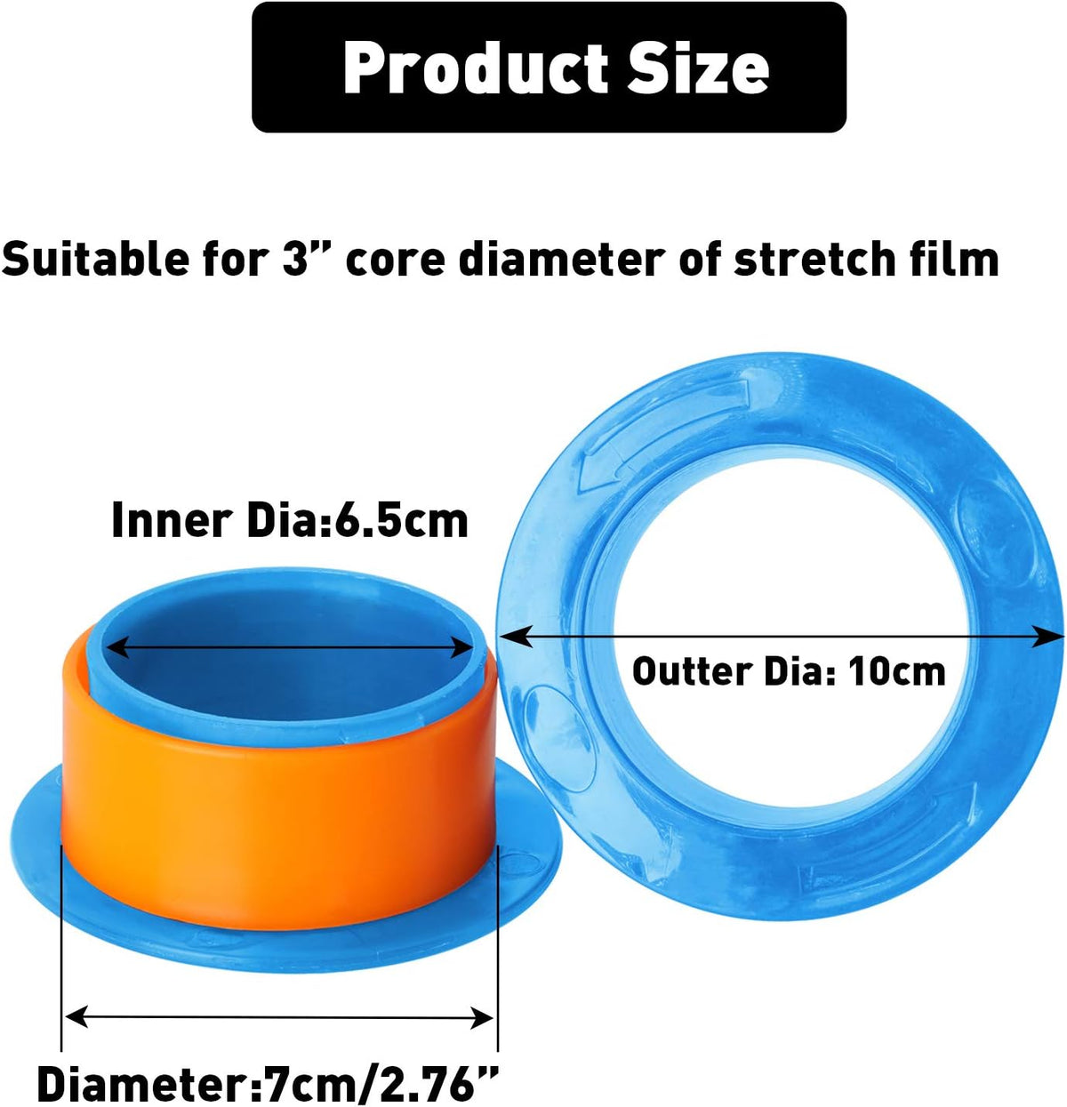 3 Pair Stretch Film Dispenser Plastic Hand Saver for 3" Core Orange