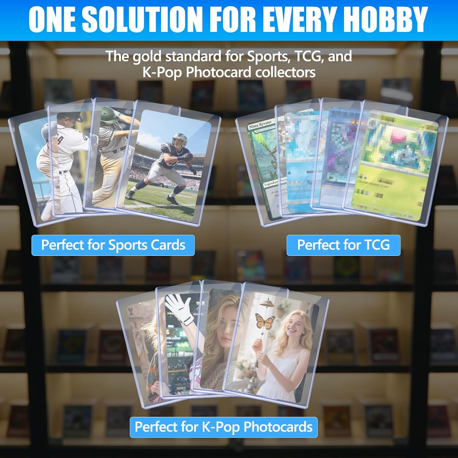 50 Top loaders and 50 Soft Penny Sleeves Bundle, 3" x 4" Rigid Hard Card Sleeves Protectors Compatible with Standard