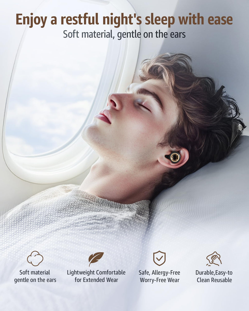 Ear Plugs for Sleeping: Noise Cancelling,60DB & 8 Eartips,Ultra-Soft