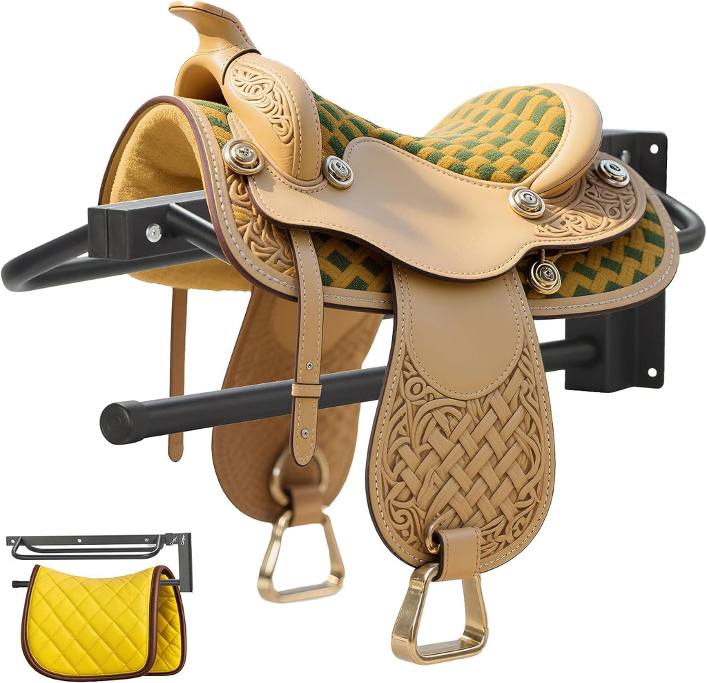 1 Pack Thickened Saddle Rack,Wall Mounted Saddle Stand with Pad Bar