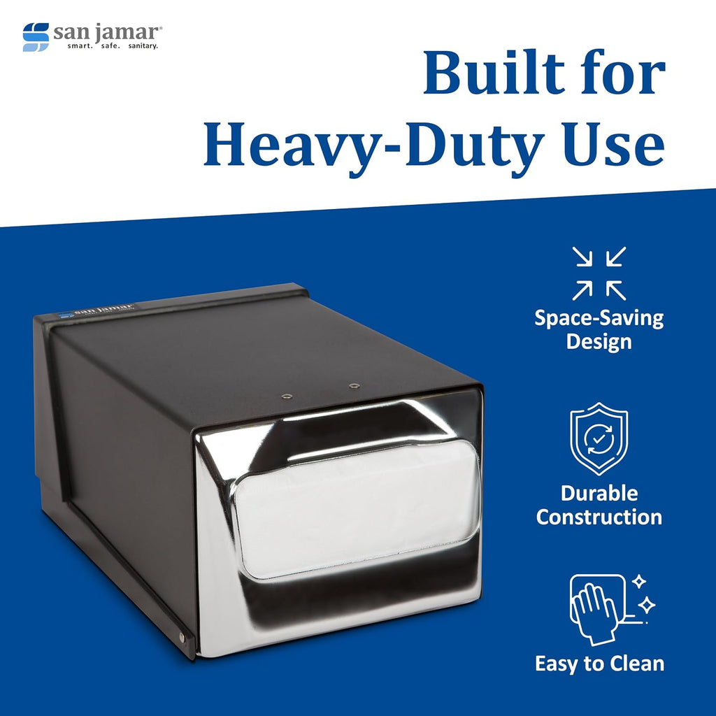 H3001BKC Countertop Napkin Dispenser, 7 5/8w x 11d x 5 1/2h, Capacity: 300 Napkins, Black
