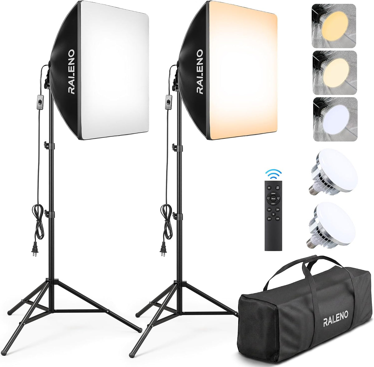 Softbox Lighting Kit, 2Pack 20"x20" Soft Box Light for Photography | Studio Lights with 2.4G Remote & 50W 2500-7500K