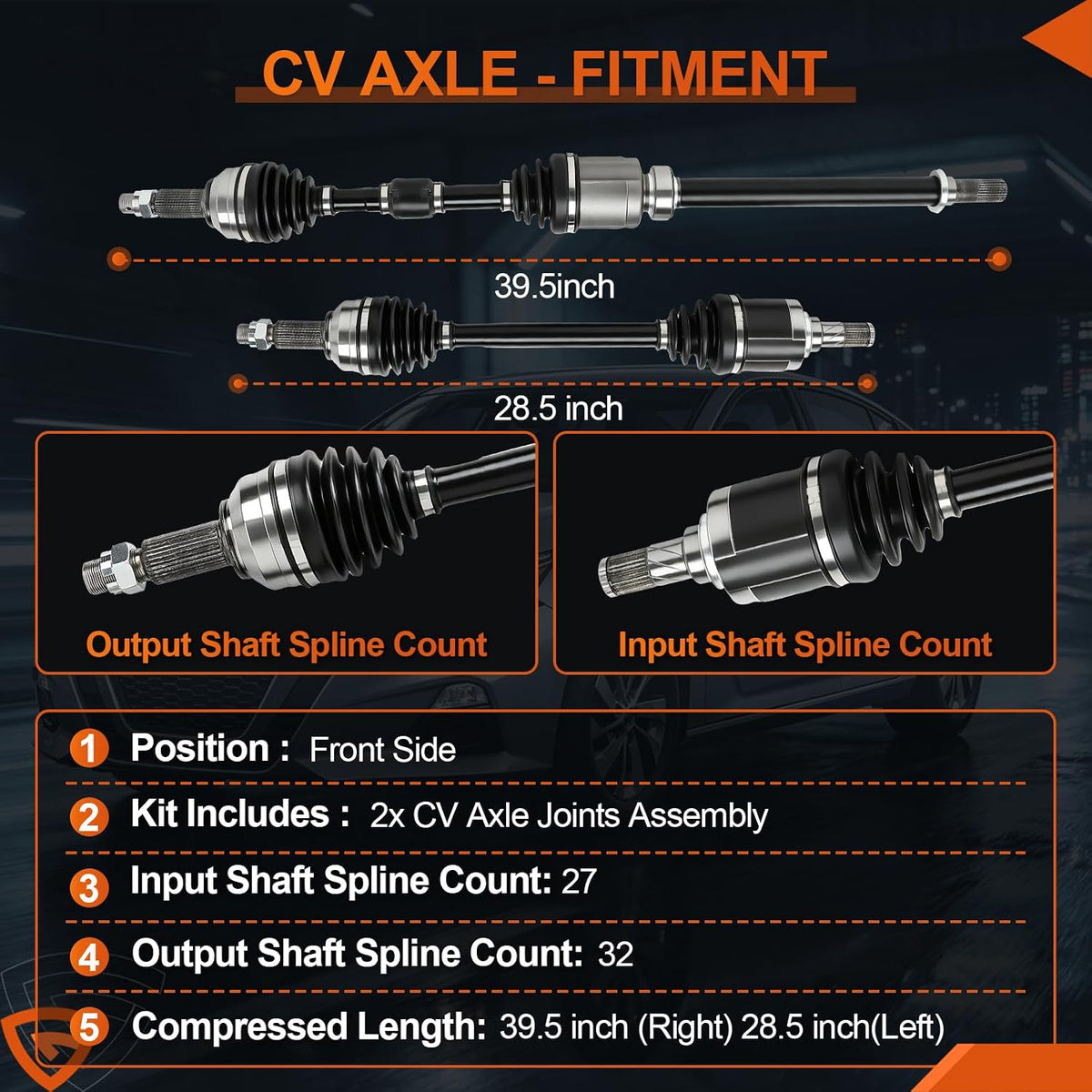 GEARLAST Front CV Axle Shaft Assembly for 2013-2018 Nissan Altima 2.5L Auto