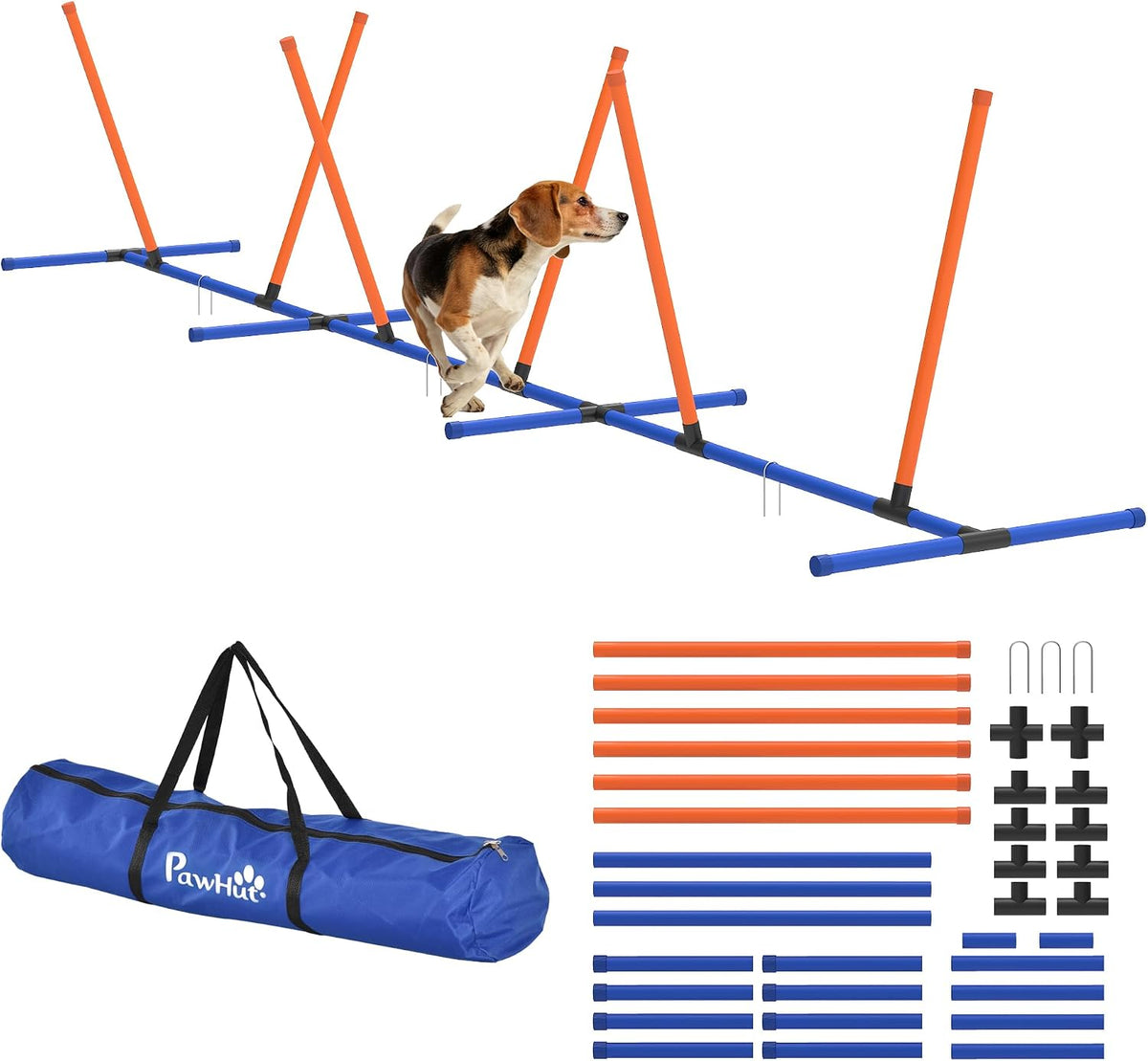 Adjustable Dog Agility Training Equipment Set with Weave Poles