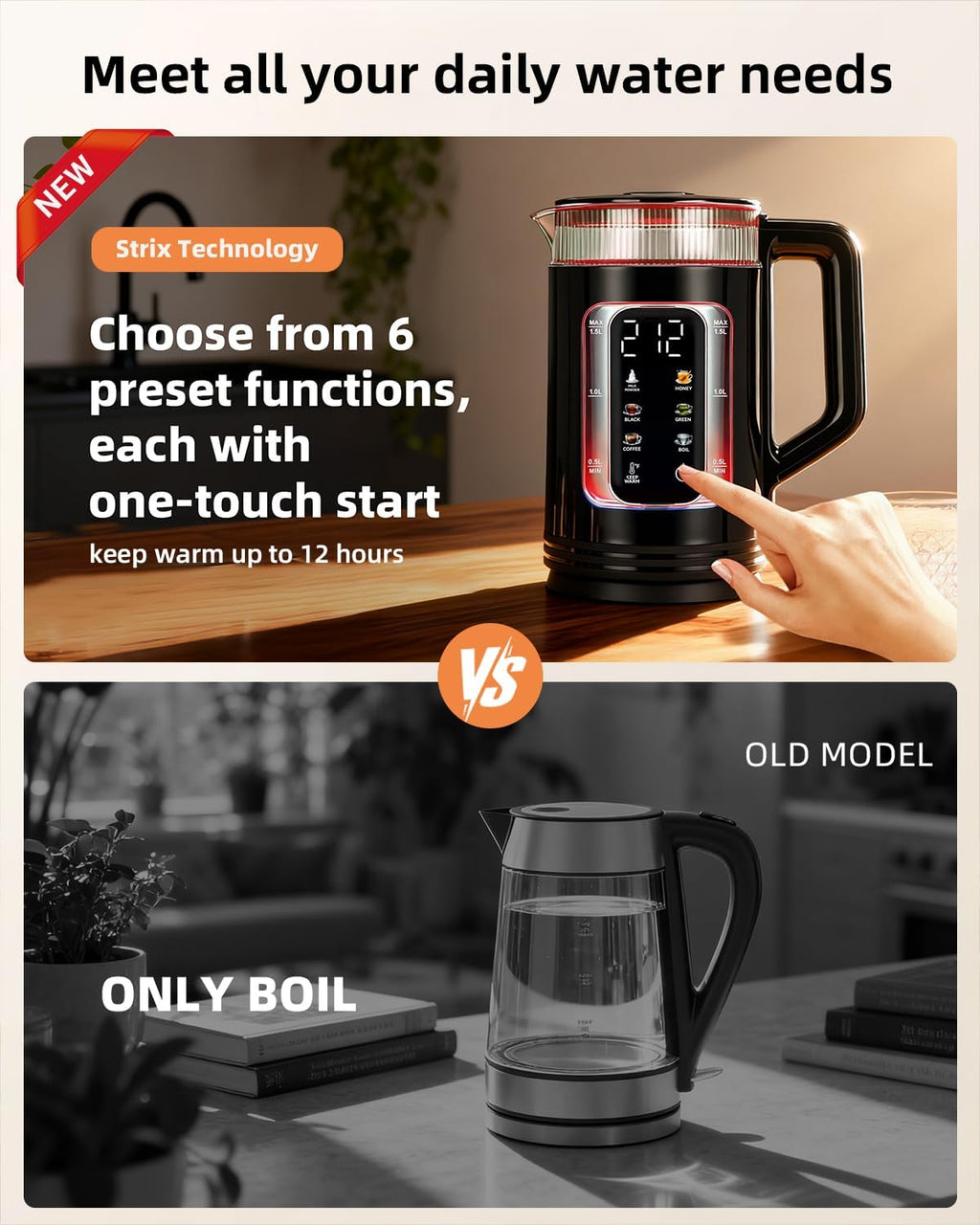 Electric Kettle with Temperature Control, Smart Glass Water Boiler for Tea, Coffee & Boiling, Automatic Shut-Off