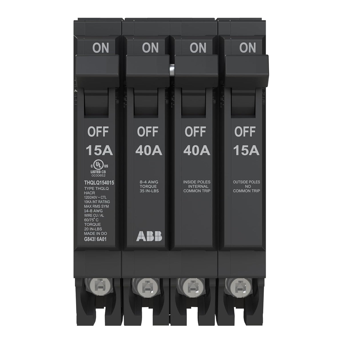 ABB Q-Line THQLQ154015 • Quad Circuit Breaker • 120/240 VAC