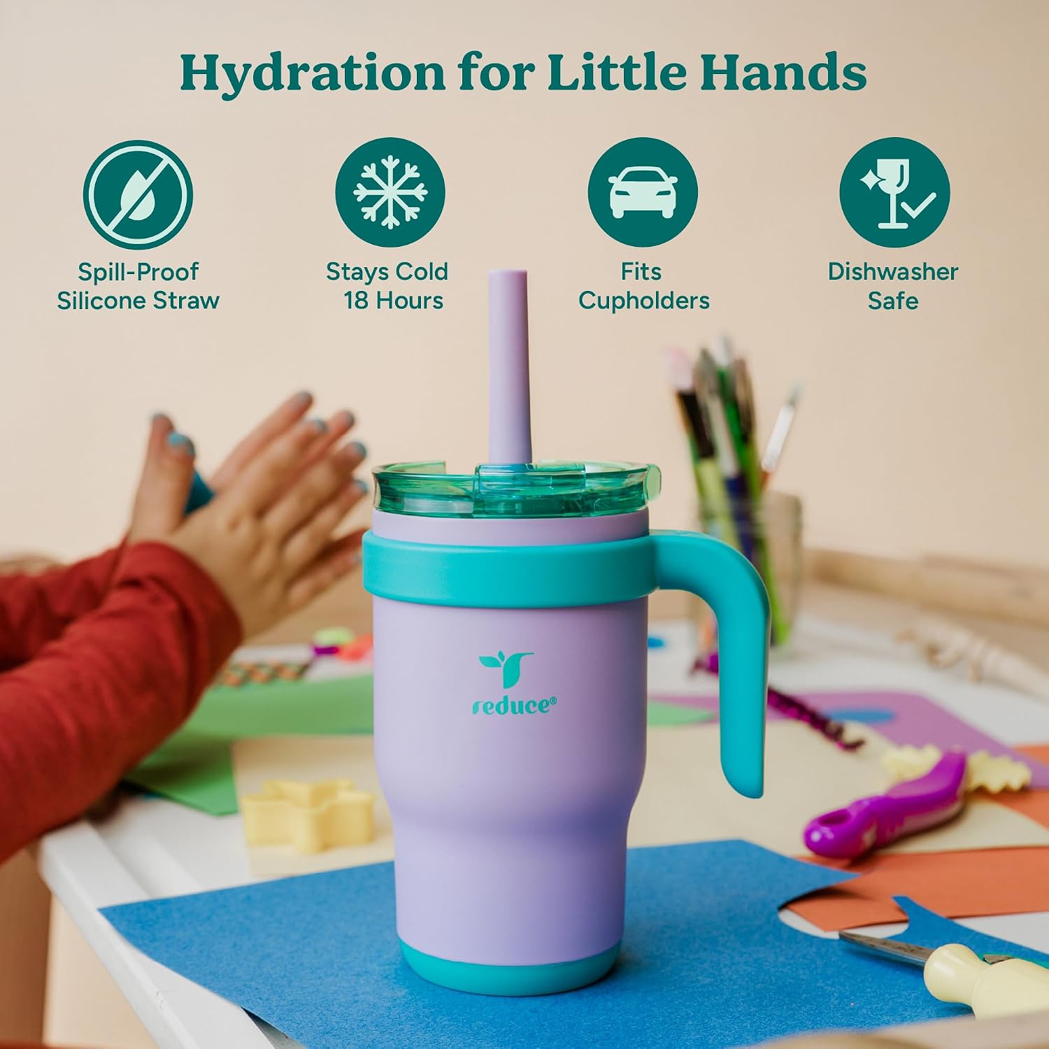14 Oz Coldee Kids Tumbler with Lid and Straw - Coldee Insulated Travel Mug - Spill-Proof, Sweatproof Stainless Steel