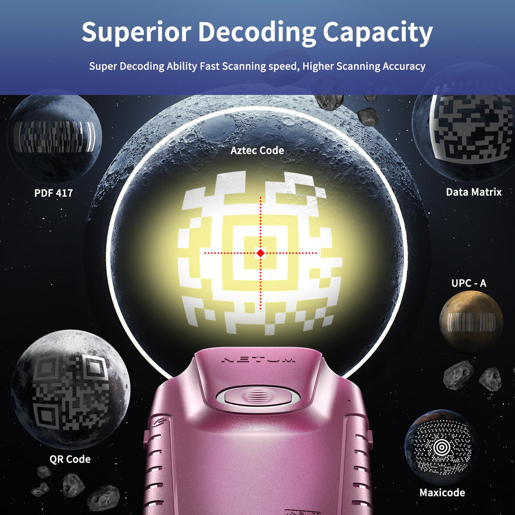 Bluetooth 2D Barcode Scanner, 3-in-1 Portable QR Bar Code Reader
