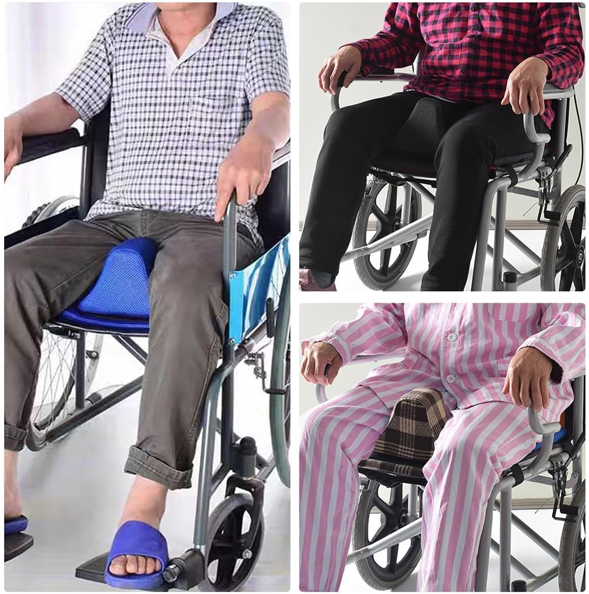 Anti-Slip Wheelchair Seat Cushion for Seniors and Disabled Patients, Prevent Leg Slippage Seat Pad with Adjutable