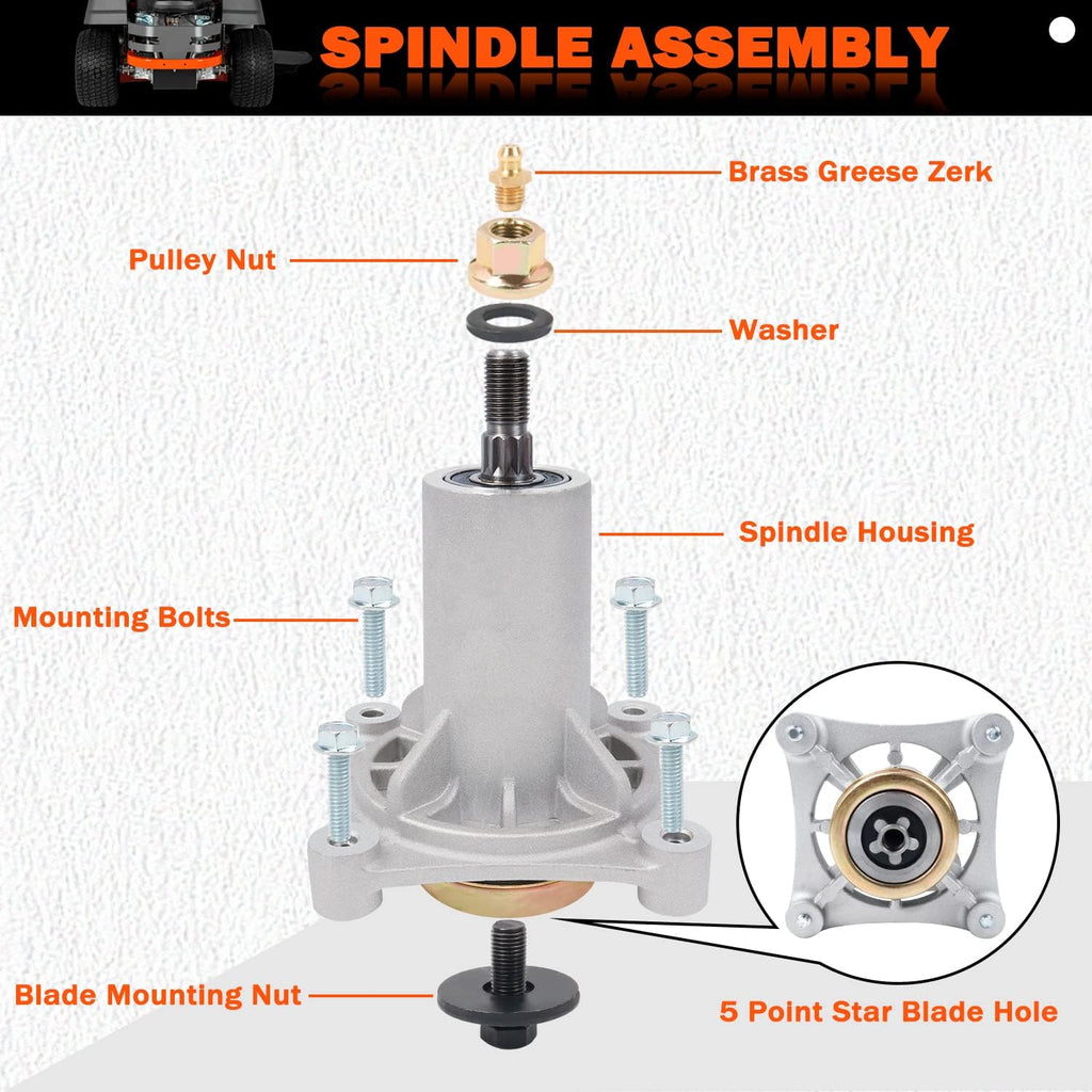 KOOTANS 187292 Spindle Assembly Fit for Husqvarna 587820301 587819701 532187281 587125401 532192870 532187281 539112057 YTH22V46 YTH24V48, Ariens 21546238 21549012 and 42" 46" 48" 54" Mower Deck