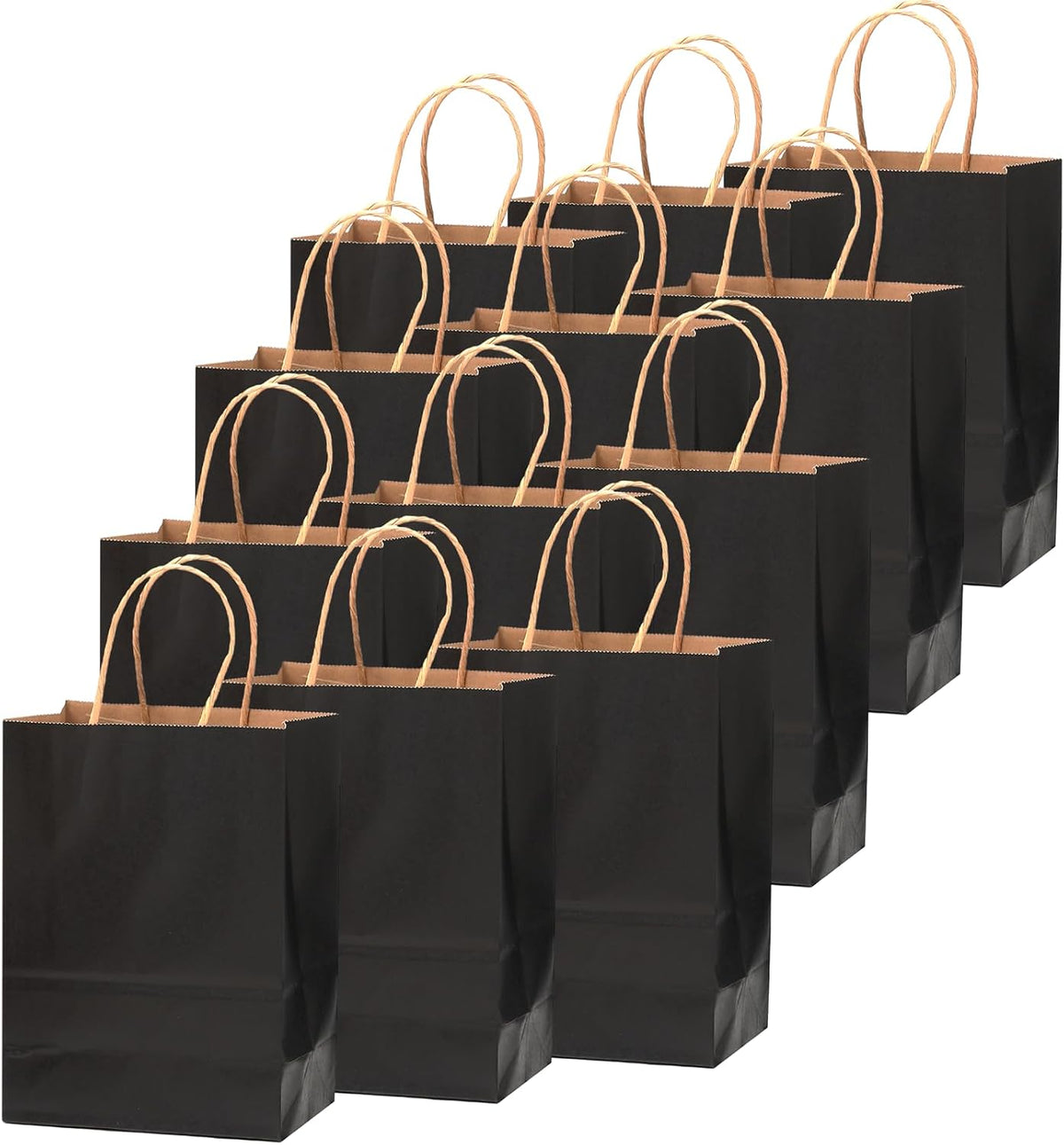 100-Packs Black Paper Gift Bags with Handles Bulk Assorted Sizes(33pcs Large 13", 33pcs Medium 11", 34pcs Small 8")
