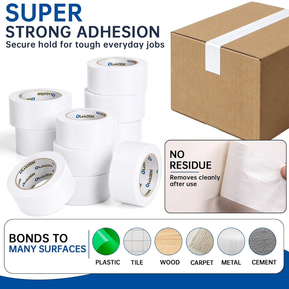 White Duct Tape Bulk, 2 Inches x 30 Yards, 22 Pack