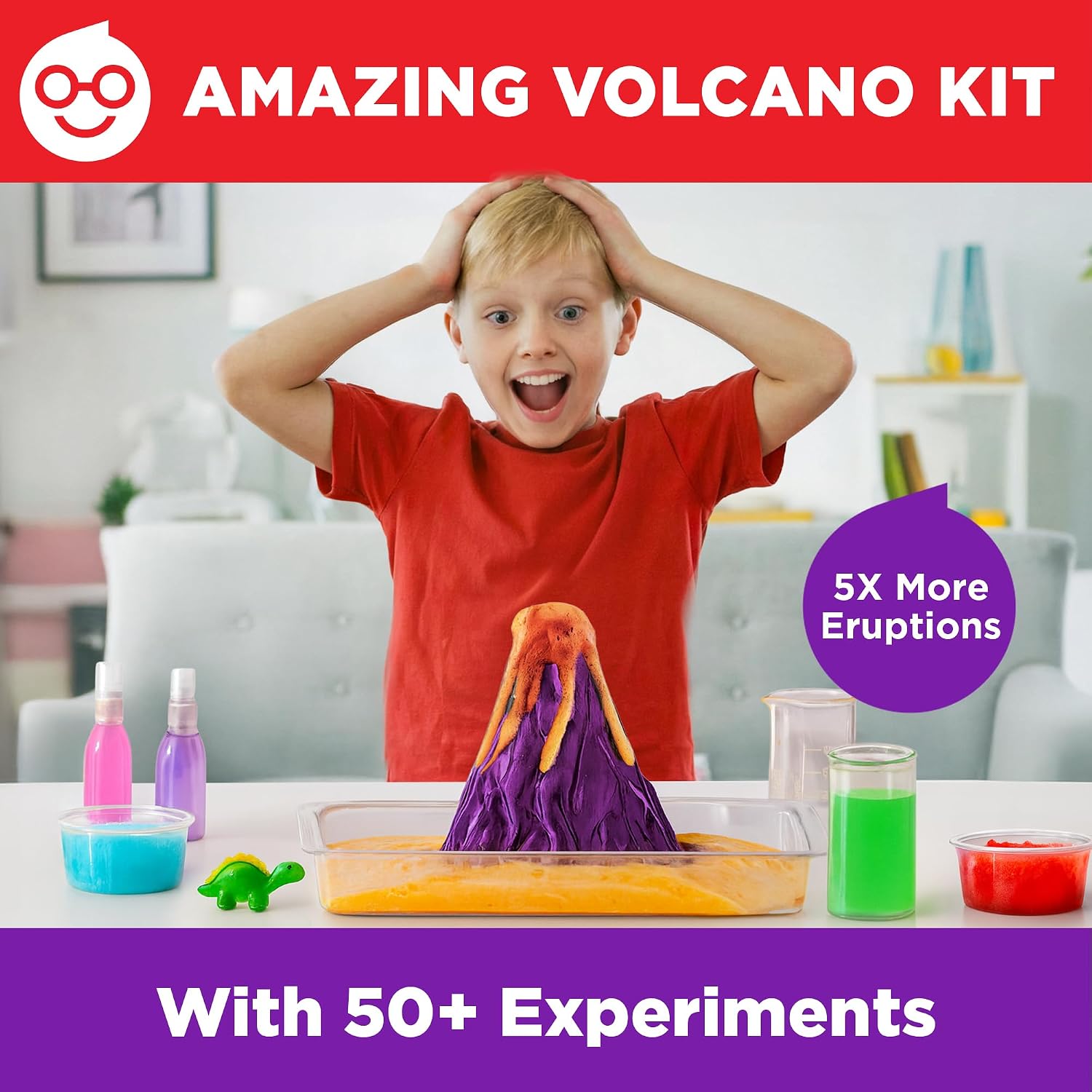 Erupting Volcano Science Kit for Kids Ages 8+, STEM Toy | Erupting Volcano Science Kit, 50+ Experiments, Birthday